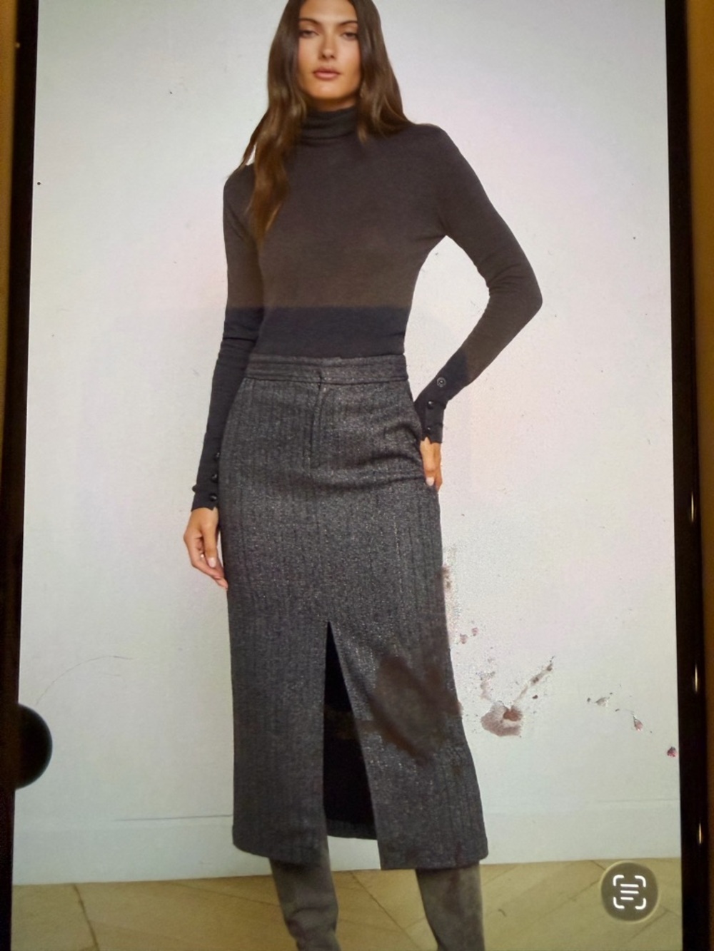 L'AGENCE Charcoal Gray Midi Pencil Skirt with Front Slit NWT size 4